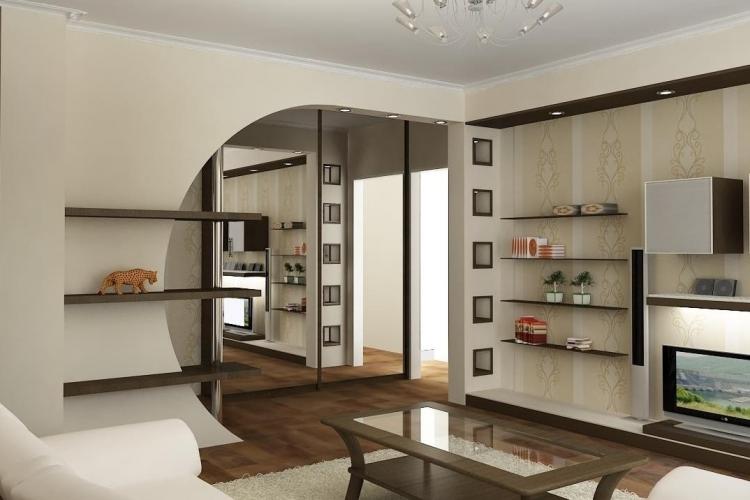 Арки и гипсокартонные конструкции - Зонирование однокомнатной квартиры 40 кв.м.