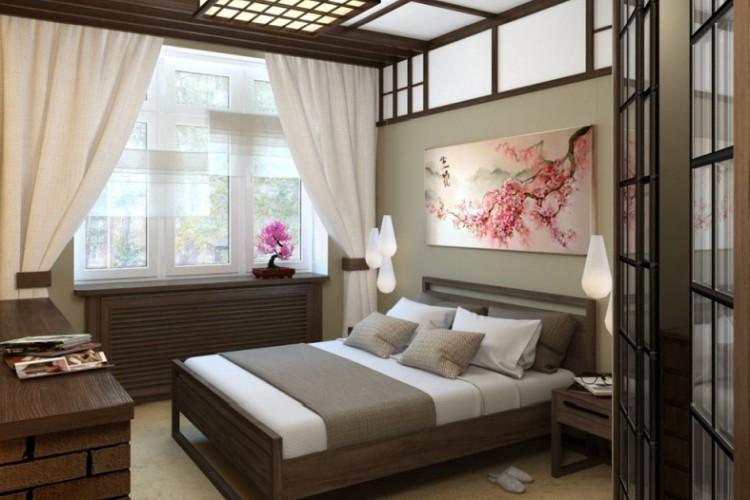 Спальня 12 кв.м. в японском стиле - Дизайн интерьера