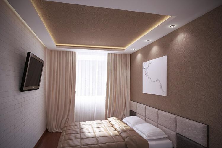 Отделка потолка - Дизайн спальни 12 кв.м.