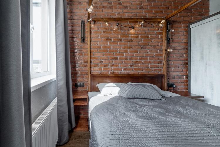 Спальня 9 кв.м. в стиле лофт - Дизайн интерьера