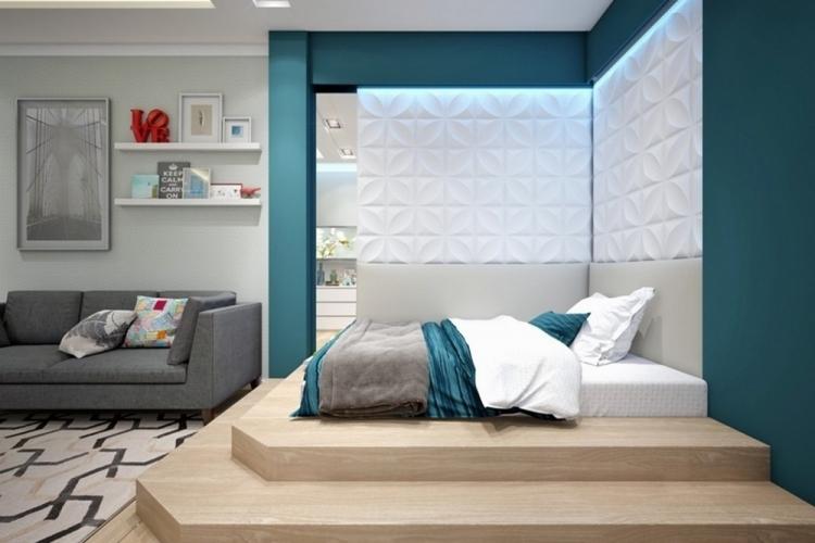 Гостиная, совмещенная со спальней - дизайн интерьера фото