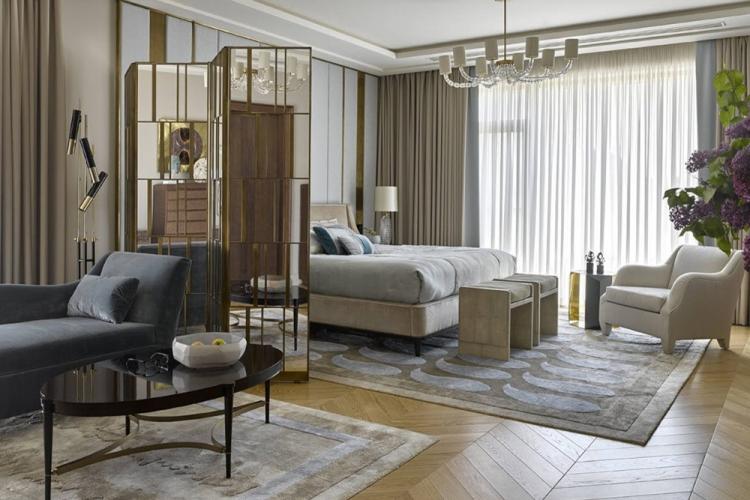 Гостиная, совмещенная со спальней - дизайн интерьера фото