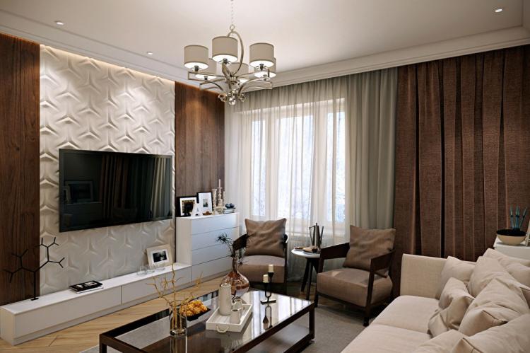 3D стена с телевизором - Дизайн