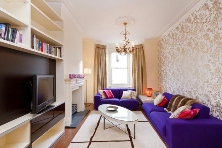 Узкая гостиная - дизайн интерьера фото