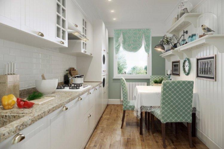 Узкая кухня в стиле прованс - Дизайн интерьера