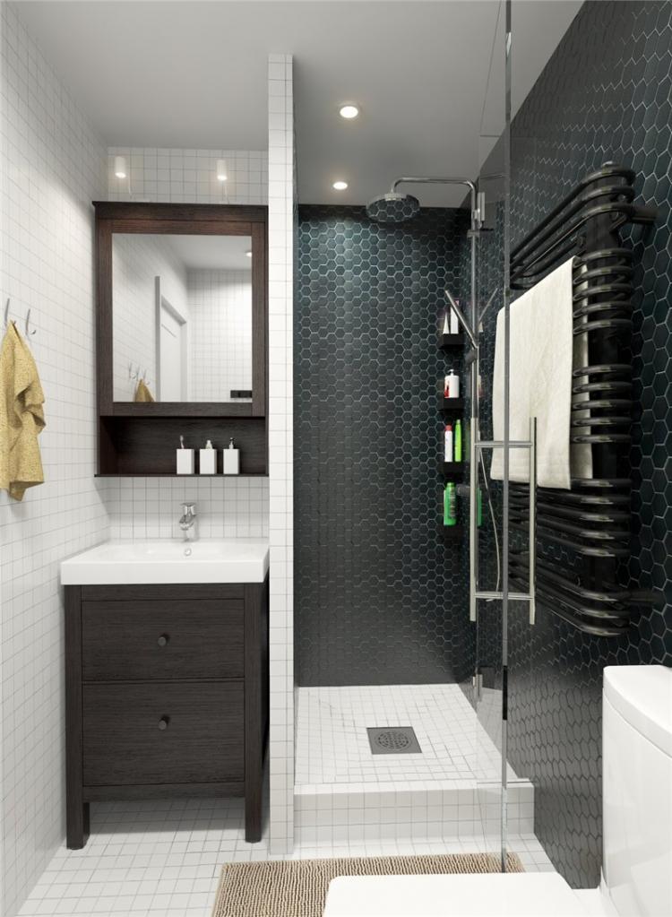 Ванная с душевой кабиной - дизайн интерьера фото