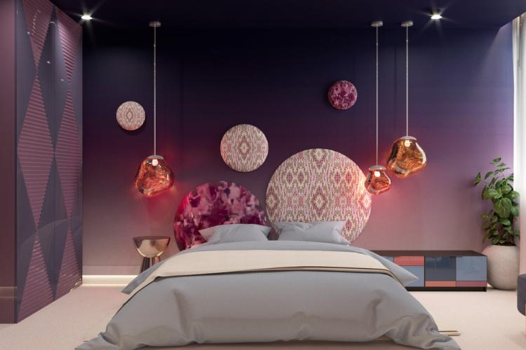 Дизайн яркой спальни