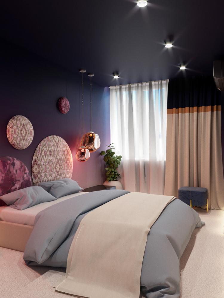 Дизайн яркой спальни