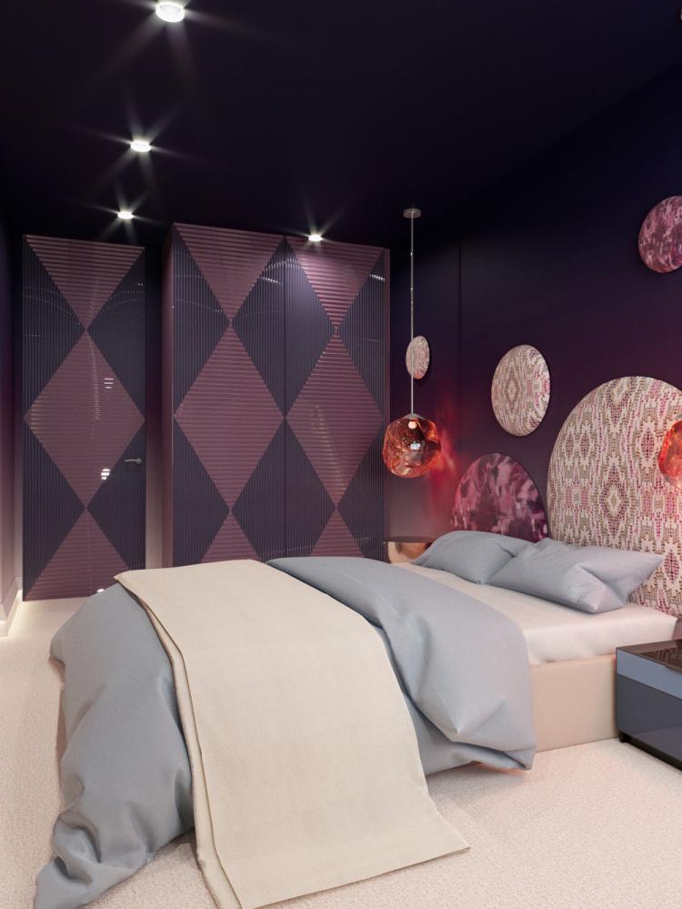 Дизайн яркой спальни