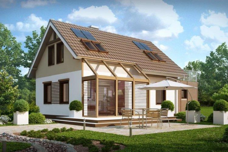 Дом с мансардой и террасой - проекты и фото