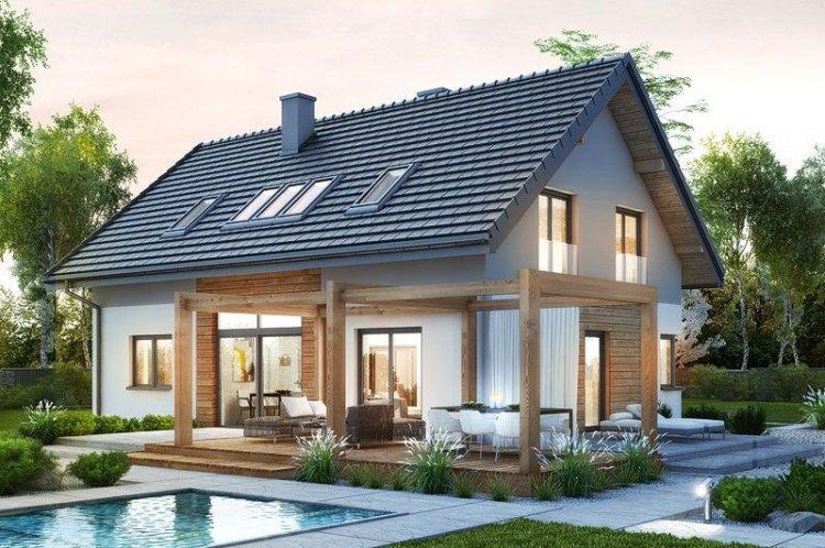 Дом с мансардой и террасой - проекты и фото