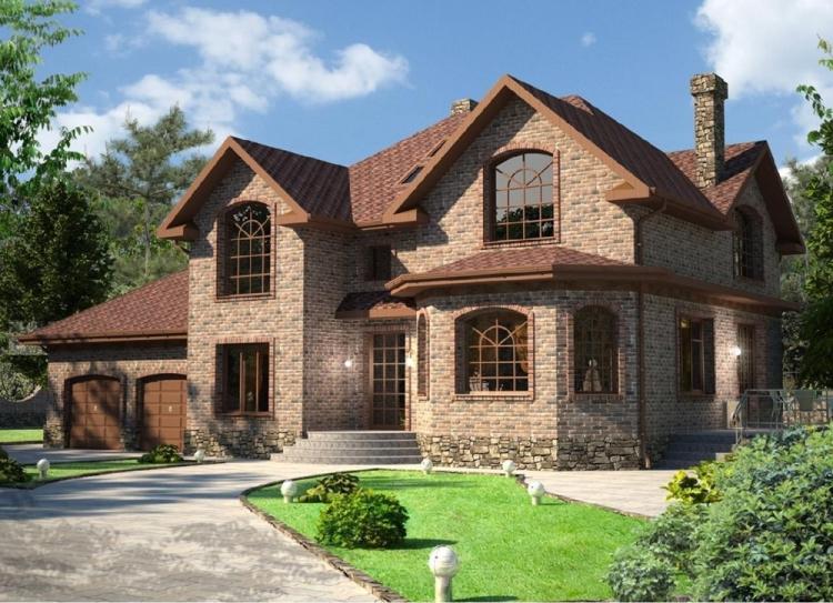 Двухэтажные дома из кирпича - проекты и фото