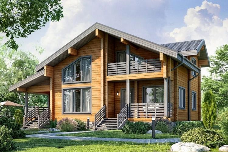 Двухэтажные дома из бруса - проекты и фото