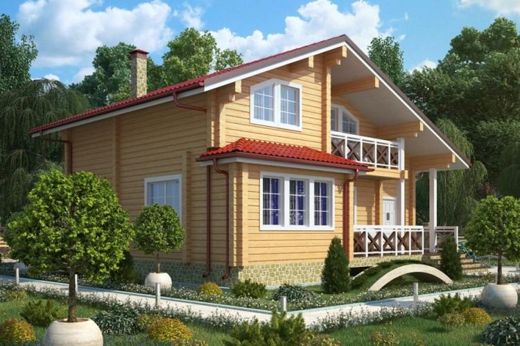 Двухэтажные дома из бруса - проекты и фото