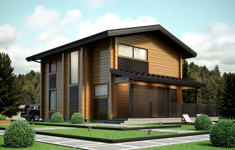 Двухэтажные дома из бруса - проекты и фото