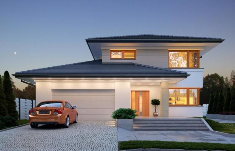 Двухэтажные дома с гаражом - проекты и фото