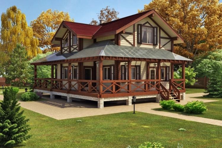 Двухэтажные дома с террасой - проекты и фото