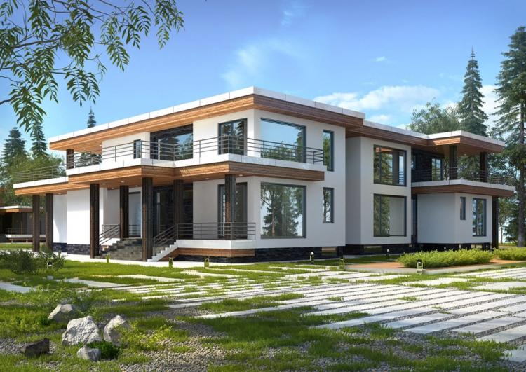 Двухэтажные дома с плоской крышей - проекты и фото