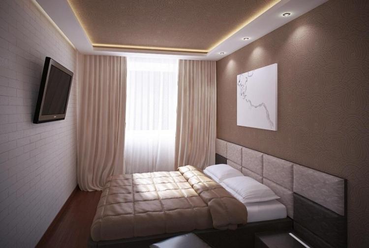 Двухуровневые натяжные потолки в спальне