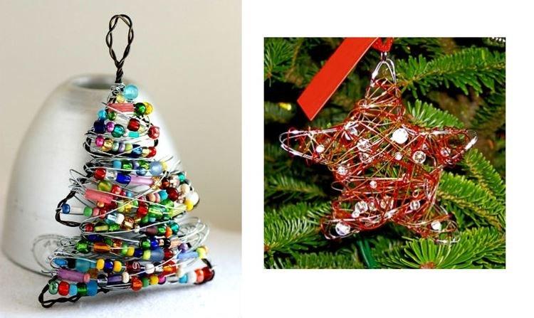 Елочные игрушки из бусин и проволоки своими руками