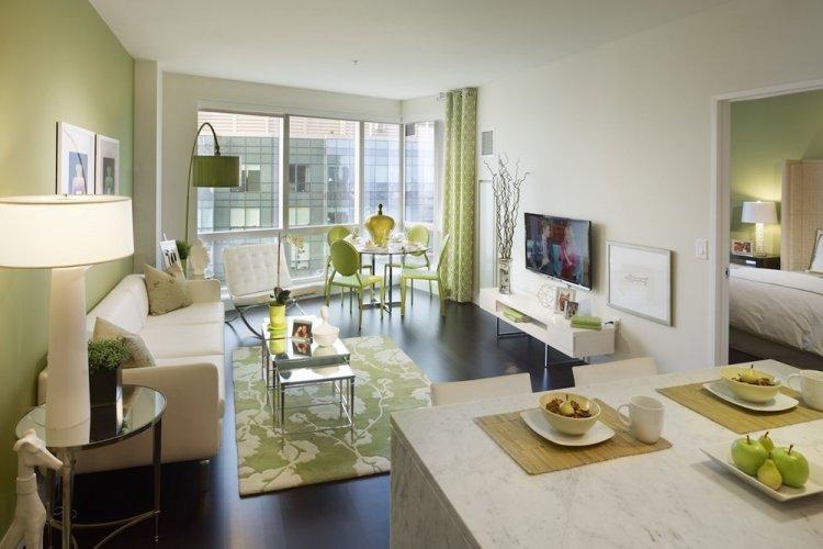 Фисташковый цвет в гостиной - дизайн фото