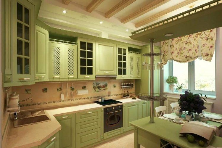 Фисташковый цвет на кухне - дизайн фото