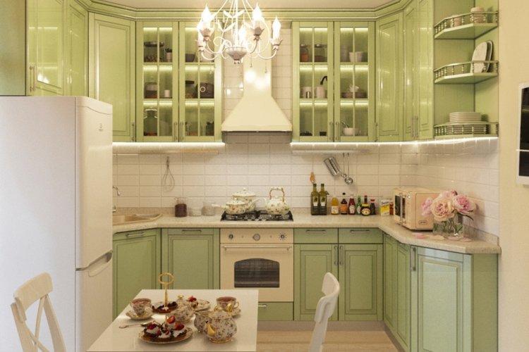 Фисташковый цвет на кухне - дизайн фото