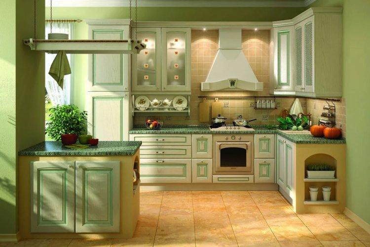 Фисташковый цвет на кухне - дизайн фото