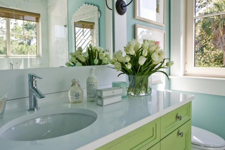 Фисташковый цвет в ванной комнате - дизайн фото