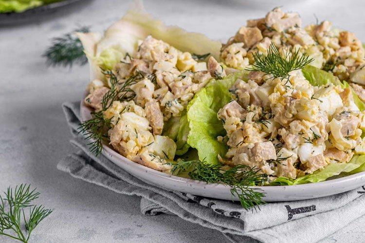 Салат с рисом и грибами