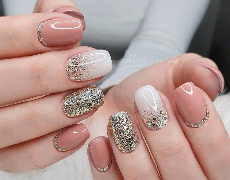 Свадебный маникюр с блестками