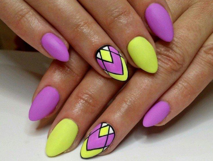Желто-фиолетовый маникюр