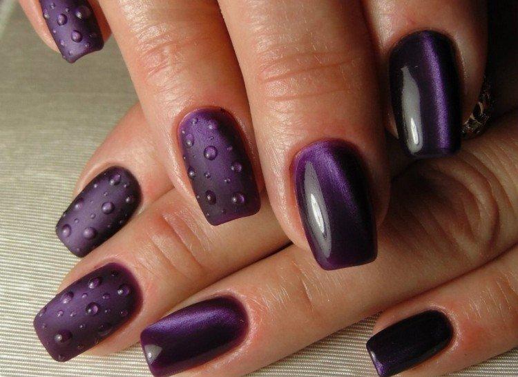 Объемный фиолетовый маникюр