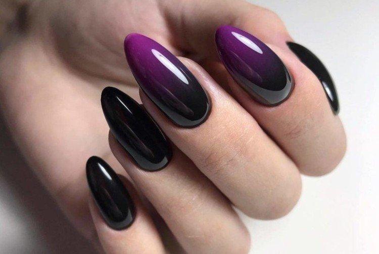 Черно-фиолетовый маникюр