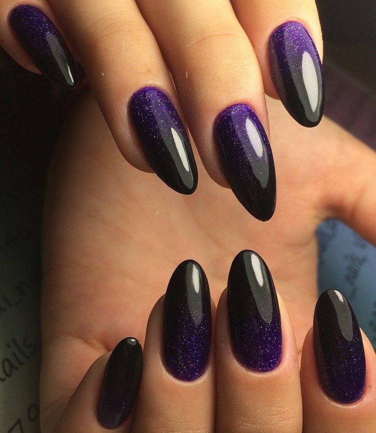 Черно-фиолетовый маникюр