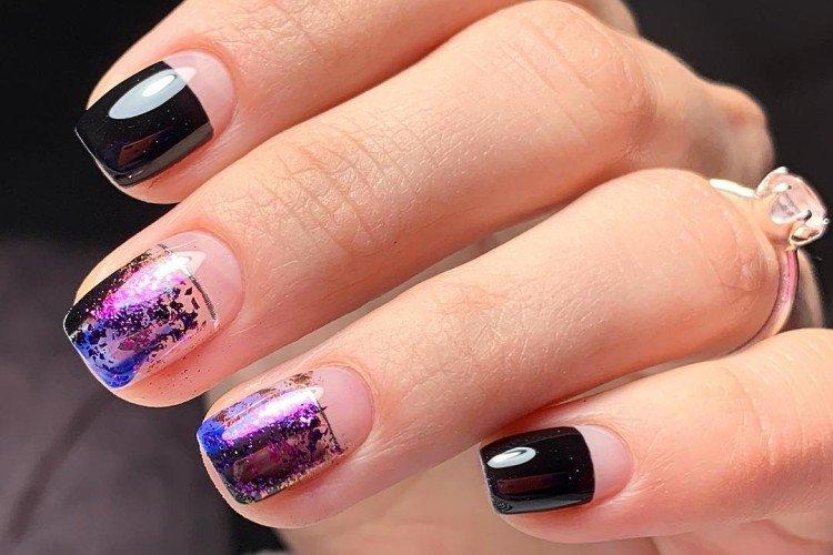 Френч и лунный маникюр с фольгой