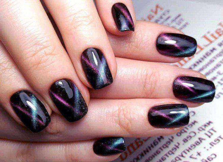 Маникюр гель-лаком «кошачий глаз»