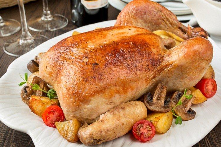 Курица с грибами в духовке