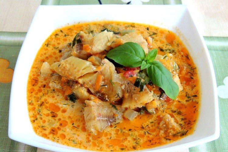 Тушеные овощи с рыбой