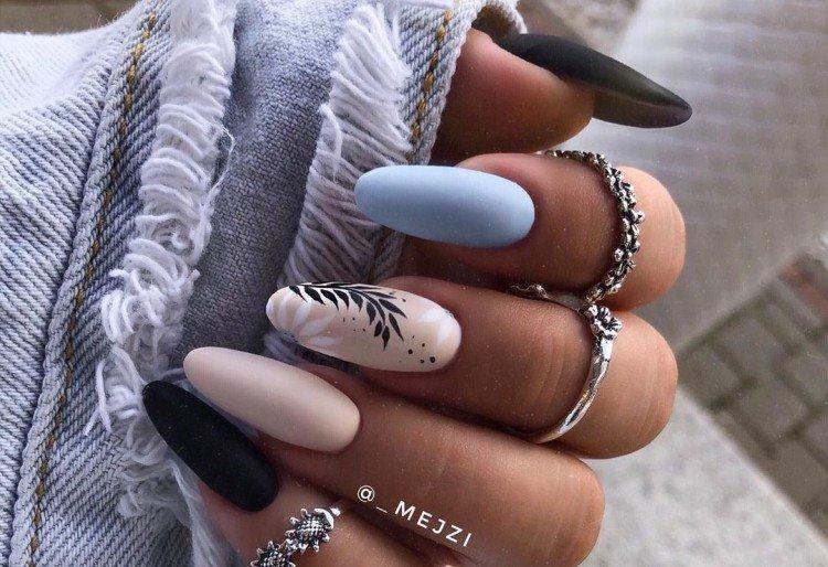 Весенний маникюр на длинные ногти