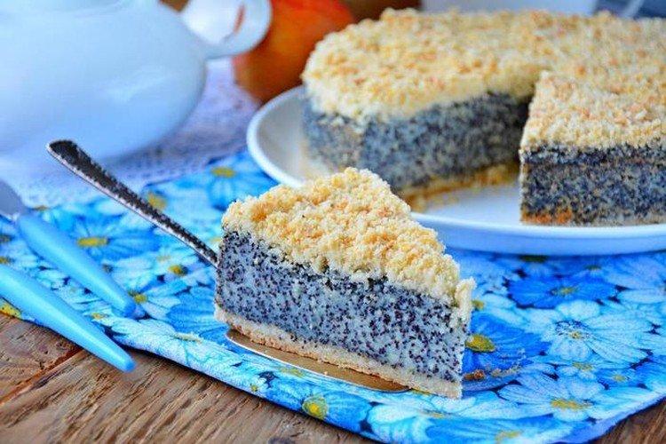 Песочный пирог с творогом и маком