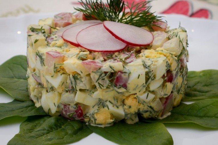Овощное оливье с редиской