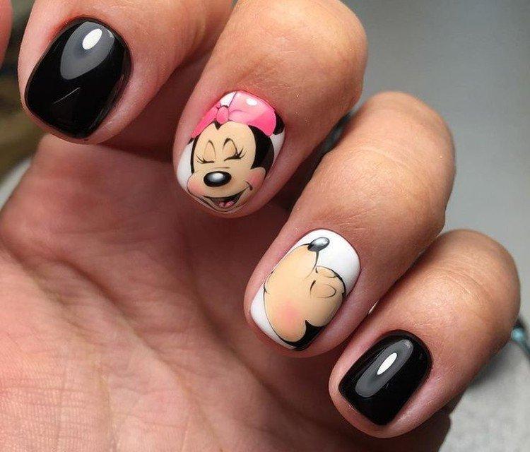 Мультяшные рисунки на ногтях