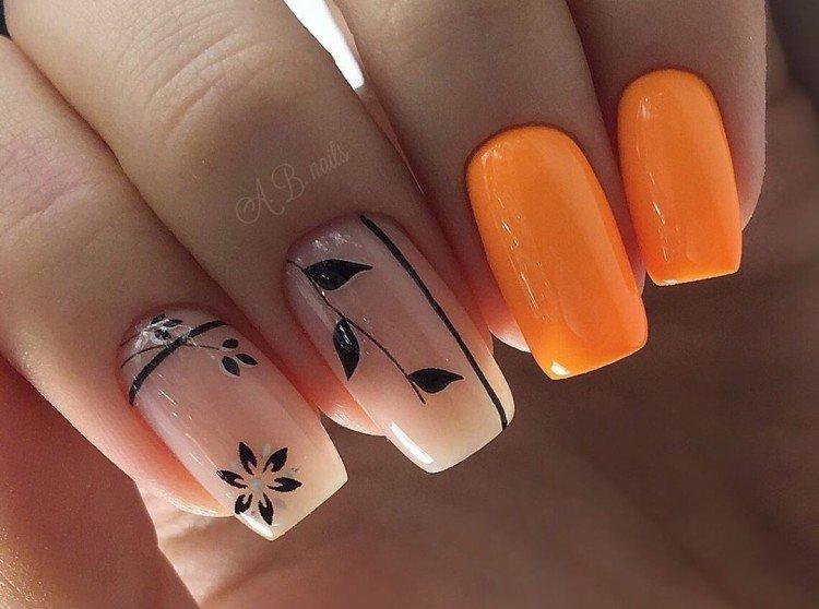 Оранжевый маникюр
