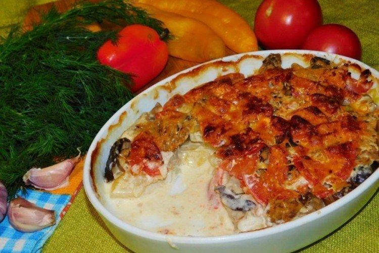 Овощная запеканка с грибами