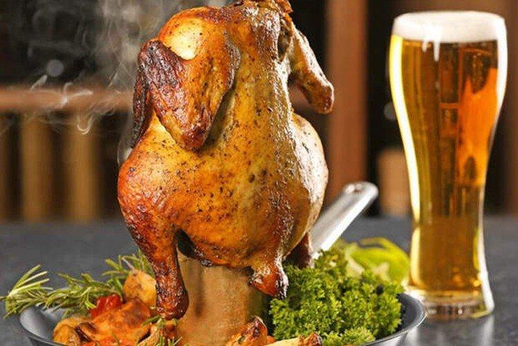 Утка с пивом и овощами на банке