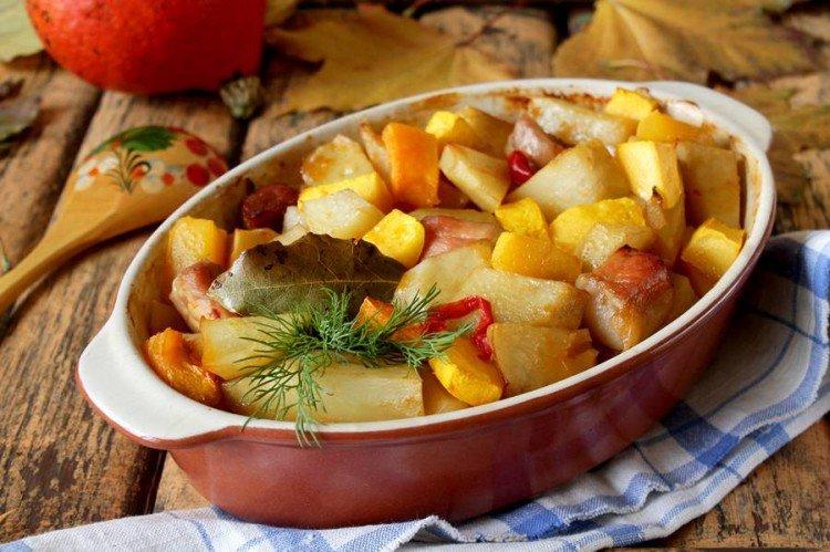 Свинина с картошкой и тыквой