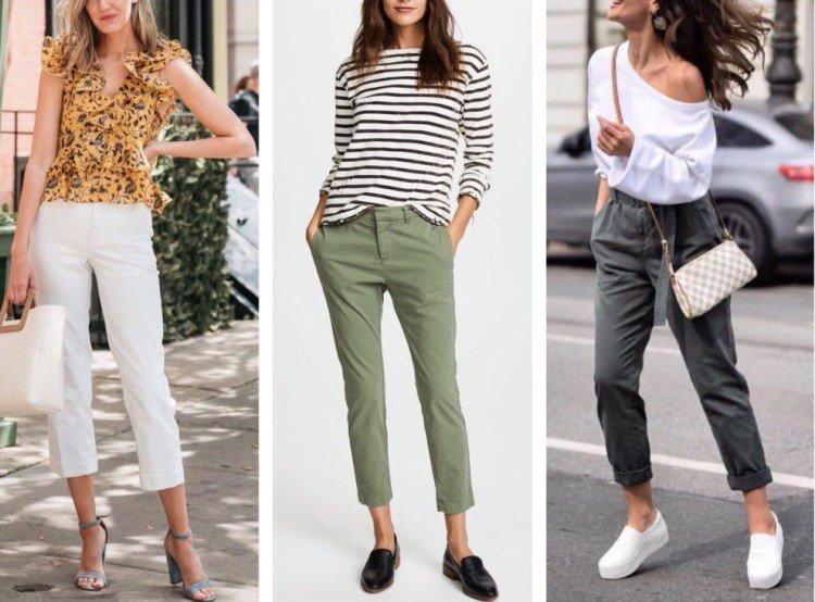 Укороченные брюки с подворотами