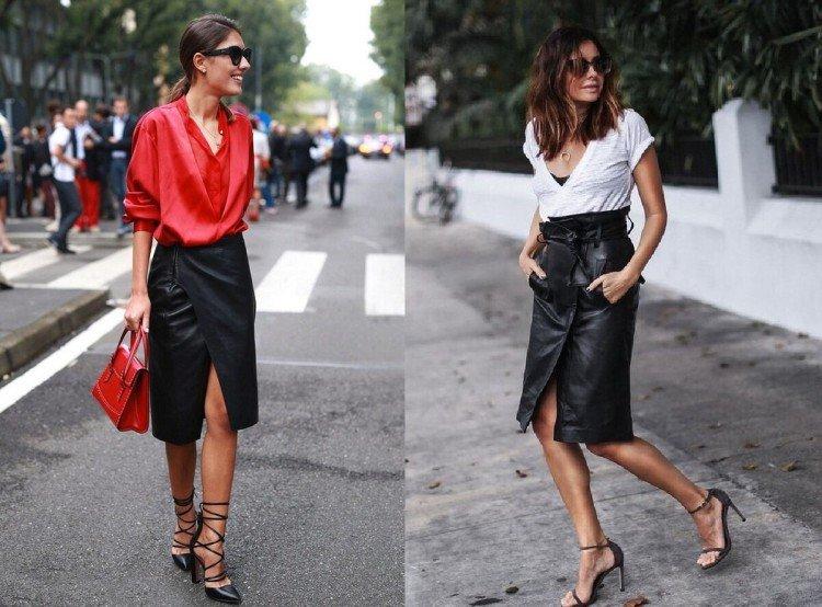 С чем носить кожаную юбку - фото и идеи
