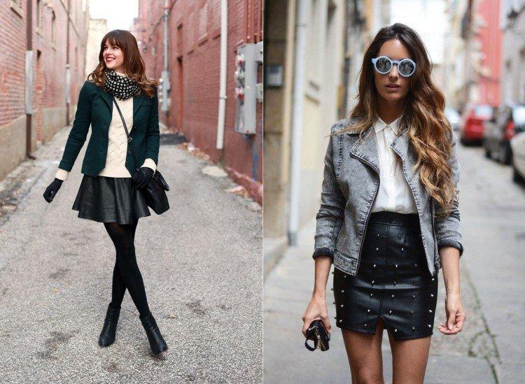 С чем носить кожаную юбку - фото и идеи